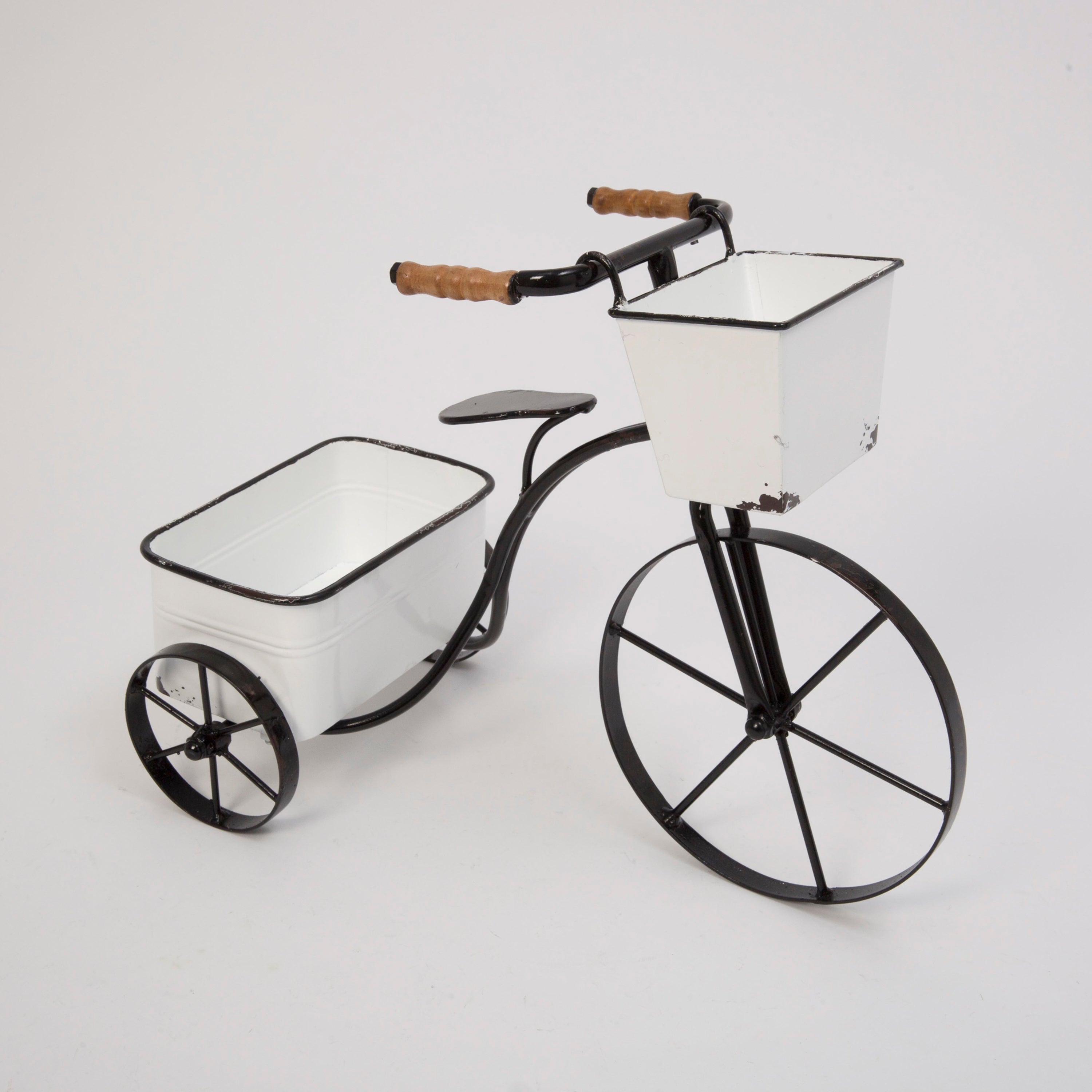 17.7 Inch Whimsical Metal Tricycle with 2 Planters 2517020EC
